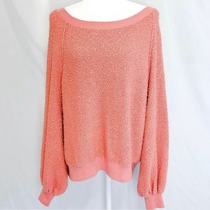 free people found my friend antique pink pullover popcorn oversized sweater